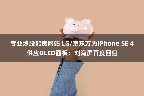专业炒股配资网站 LG/京东方为iPhone SE 4供应OLED面板：刘海屏再度回归